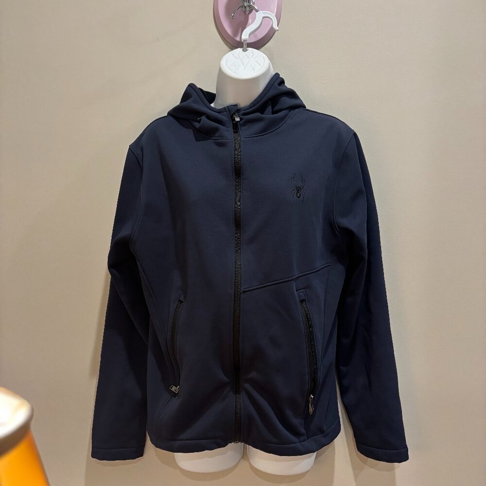 Spyder Jacket Mens Full Zip Long Sleeve Outdoor Lightweight Black Pockets, sz Sm